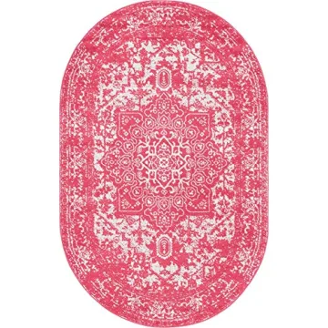 Arlington Collection 5' x 8' Oval Pink Area Rug for Home