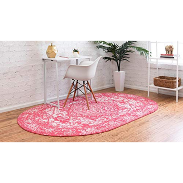Arlington Collection 5' x 8' Oval Pink Area Rug for Home