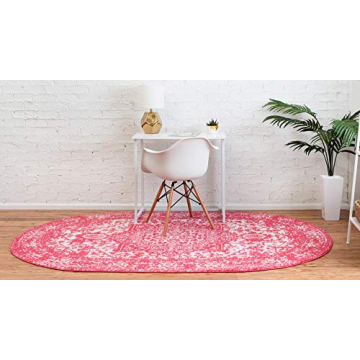 Arlington Collection 5' x 8' Oval Pink Area Rug for Home