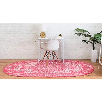 Arlington Collection 5' x 8' Oval Pink Area Rug for Home