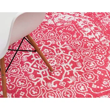 Arlington Collection 5' x 8' Oval Pink Area Rug for Home