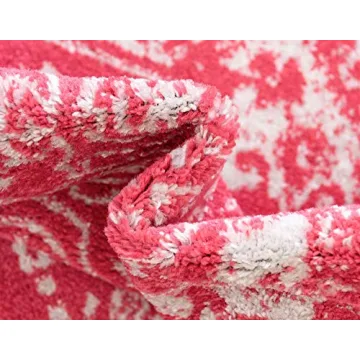 Arlington Collection 5' x 8' Oval Pink Area Rug for Home