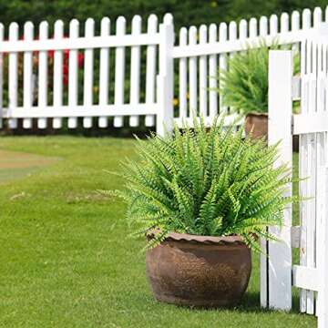 ZEOSTARO 12 Bundles Artificial Plants, Fake Boston Fern Greenery Outdoor UV Resistant No Fade Faux Plastic Plants Garden Porch Window Box Decorating…