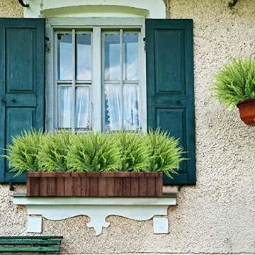 ZEOSTARO 12 Bundles Artificial Plants, Fake Boston Fern Greenery Outdoor UV Resistant No Fade Faux Plastic Plants Garden Porch Window Box Decorating…