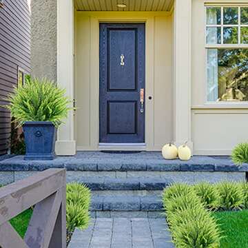 ZEOSTARO 12 Bundles Artificial Plants, Fake Boston Fern Greenery Outdoor UV Resistant No Fade Faux Plastic Plants Garden Porch Window Box Decorating…