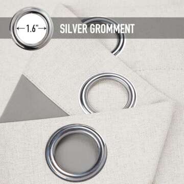 100% Blackout Shield Linen Blackout Curtains for Bedroom, Thermal Insulated Curtains 72 Inch Length 2 Panels Set, Grommet Drapes for Living Room, 50” W x 72” L, Beige