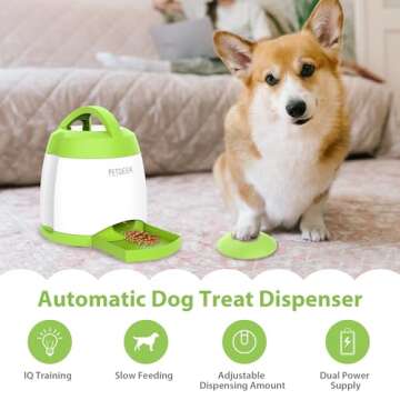 PETGEEK Automatic Dog Treat Dispenser, Interactive Dog Toys Treat Dispensing for IQ Training, Electr...