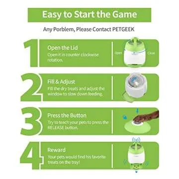 PETGEEK Automatic Dog Treat Dispenser, Interactive Dog Toys Treat Dispensing for IQ Training, Electronic Dog Puzzle Toys with Remote Control, Pet Toys to Keep Them Busy Dual Power Supply, Green Color