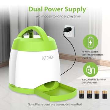 PETGEEK Automatic Dog Treat Dispenser, Interactive Dog Toys Treat Dispensing for IQ Training, Electronic Dog Puzzle Toys with Remote Control, Pet Toys to Keep Them Busy Dual Power Supply, Green Color