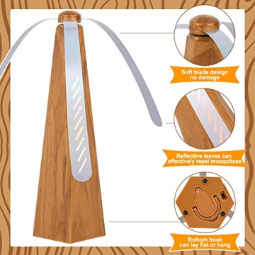 4 Pack Fly Fan for Tables Portable Fly Fan Keep for Your Food Clean Meal Table Fly Fan for Outdoor Indoor Picnic Dinner Classroom(Wood Grain)