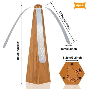 4 Pack Fly Fan for Tables Portable Fly Fan Keep for Your Food Clean Meal Table Fly Fan for Outdoor Indoor Picnic Dinner Classroom(Wood Grain)