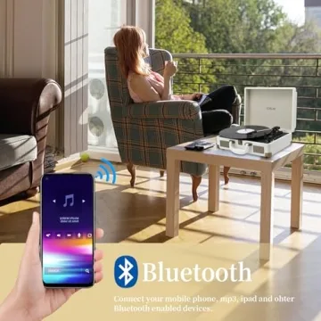 JORLAI Stylish Bluetooth Record Player for Music Lovers