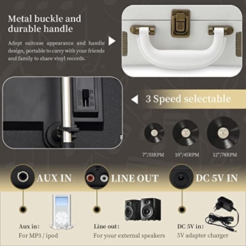 JORLAI Stylish Bluetooth Record Player for Music Lovers