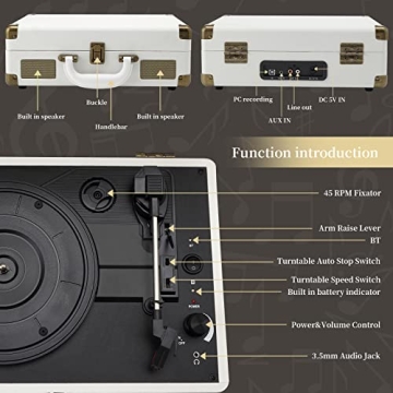 JORLAI Stylish Bluetooth Record Player for Music Lovers
