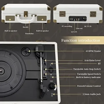 JORLAI Stylish Bluetooth Record Player for Music Lovers