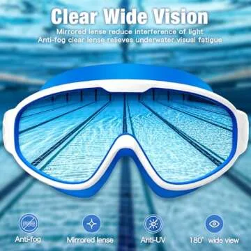 Water Space 2 Pack Goggles Swimming Adult Swim Goggles for Men Adult Women Teens, Youth Swim Goggles 180° Wide View Goggles with Soft Silicone No Leak UV Pretection Anti-fog Clear Pool Water Goggles
