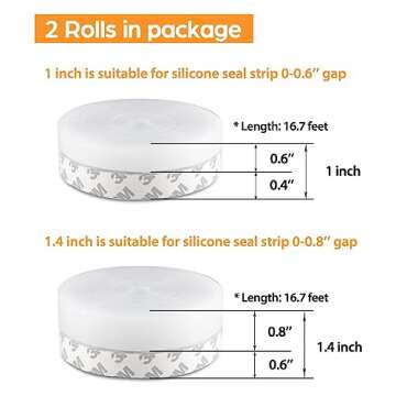 33.5 Ft Door Weather Stripping Door Seal Strip,Silicone Door Draft Stopper,Self Adhesive Shower Door...