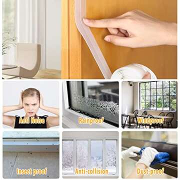 33.5 Ft Door Weather Stripping Door Seal Strip,Silicone Door Draft Stopper,Self Adhesive Shower Door Bottom Seal and Door Insulation Strip for Door Frame Windows and Glass Gaps (Transparent, 25+35mm)