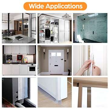 33.5 Ft Door Weather Stripping Door Seal Strip,Silicone Door Draft Stopper,Self Adhesive Shower Door Bottom Seal and Door Insulation Strip for Door Frame Windows and Glass Gaps (Transparent, 25+35mm)