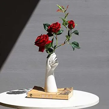 Modern Art Hand Holding Ceramic Flower Vase for Home Decor