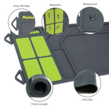 Raiseek Rifle Shotgun Cleaning Mat, Anti-Slip Magnetic Gun Maintenance Mat, Rubberized Repair Mat 36" x 10" (Grey)