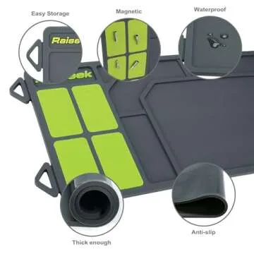 Raiseek Rifle Shotgun Cleaning Mat, Anti-Slip Magnetic Gun Maintenance Mat, Rubberized Repair Mat 36" x 10" (Grey)