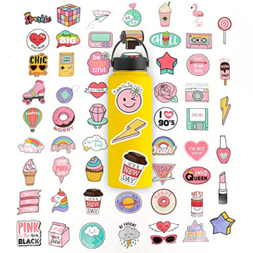 60 Stickers Pack | Hydro Flask Stickers, Cute Waterproof Vinyl Stickers for Teens and Girls, Unique ...