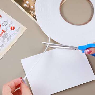 Tatuo 2 Rolls Double Sided Foam Tape PE Foam Tape Sponge Soft Mounting Adhesive(1/8 Inch by 50 Feet,White)