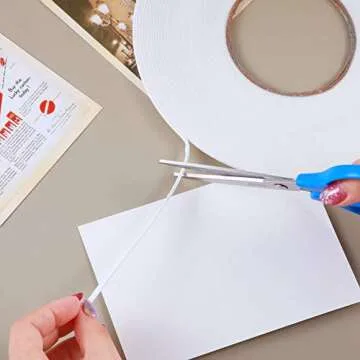 Tatuo 2 Rolls Double Sided Foam Tape PE Foam Tape Sponge Soft Mounting Adhesive(1/8 Inch by 50 Feet,White)