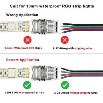 BZONE LED Strip Connector Pack for 10mm Waterproof Strips