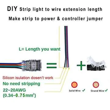 BZONE LED Strip Connector Pack for 10mm Waterproof Strips