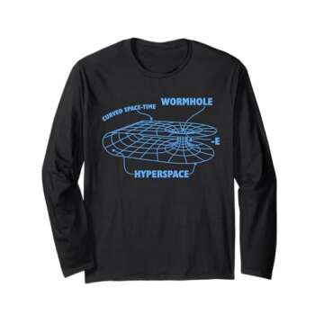 3D Diagram of a Wormhole, Space Travel, Sci Fi, Wirerrame Long Sleeve T-Shirt