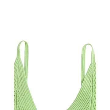 SweatyRocks Women's V Neck Crop Cami Top Ribbed Knit Spaghetti Strap Sleeveless Vest Plain Green M