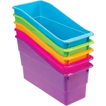 Really Good Stuff Durable Book and Binder Holder - 5pack, Bright Neon Colors, 5 ?? x 12 ?? x 7 ??, Classroom Organization, Storage Solution, Sturdy and Versatile