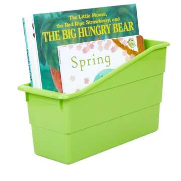 Really Good Stuff Durable Book and Binder Holder - 5pack, Bright Neon Colors, 5 ?? x 12 ?? x 7 ??, Classroom Organization, Storage Solution, Sturdy and Versatile