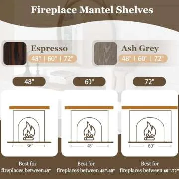 Fireplace Mantel | 60" W Wood Floating Shelves | Handcrafted Hollow Distressed Beam | Wall Mounted Wooden Display Shelfing | with Invisible Heavy Duty Metal Bracket | 60W x 3H x 8D, Ash Gray
