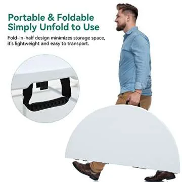 YITAHOME 48-Inch Round Folding Table - Heavy Duty & Portable