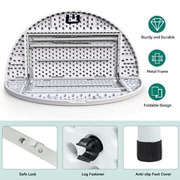 YITAHOME Round Folding Table 48 inch, Heavy Duty Folding Round Table w/1.57" Thick Tabletop, Portable Folding Table w/Carrying Handle for Outdoor Camping Picnic Parties/Indoor Events, White