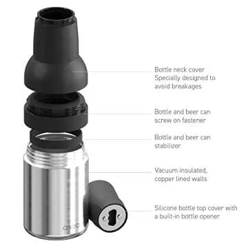 Asobu Frosty Beer Holder 2 Go Vacuum Insulated Double Walled Stainless Steel Beer Can and Bottle Cooler with Beer Opener Eco Friendly and Bpa Free (Silver)