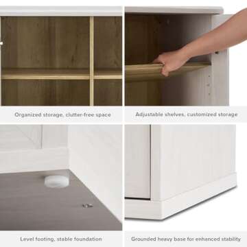 mopio Blake Tall Display Cabinet, Kitchen Buffet Pantry Cupboard, Trophy Display Case, Storage Cabinet Scratch Resistant Acrylic, Modern Farmhouse Curio Organizer (White Oak Arched, Set of 2)