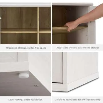 mopio Blake Tall Display Cabinet, Kitchen Buffet Pantry Cupboard, Trophy Display Case, Storage Cabinet Scratch Resistant Acrylic, Modern Farmhouse Curio Organizer (White Oak Arched, Set of 2)