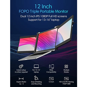 FOPO 12" Triple Monitor Extender for Ultimate Productivity