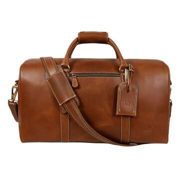 Stylish Leather Travel Duffel Bag | Airplane Carry-On & Gym Bag | Perfect Gift for Father's Day by A...