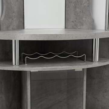 Home Source Wood Bar Corner Cabinet, Wine Rack, Lower Cabinet with Glass Doors, Rustic Liquor Corner Hutch for Kitchen, Living Room and Other Small Space,White