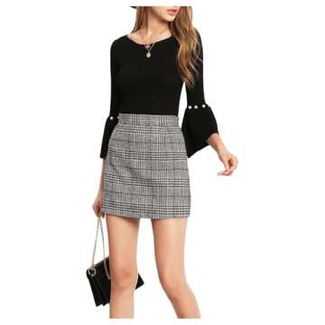 Floerns Women's Plaid High Waist Bodycon Mini Skirt