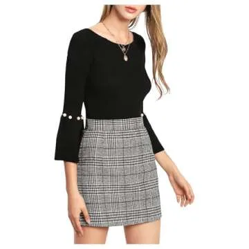 Floerns Women's Plaid High Waist Bodycon Mini Skirt