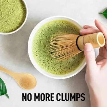 Zulay Traditional Matcha Whisk & Spoon - 100 Prong Matcha Bamboo Whisk For Ceremonial Tea Preparation - Authentic Japanese Bamboo Whisk For Matcha Tea - Matcha Tea Whisk for The Perfect Matcha