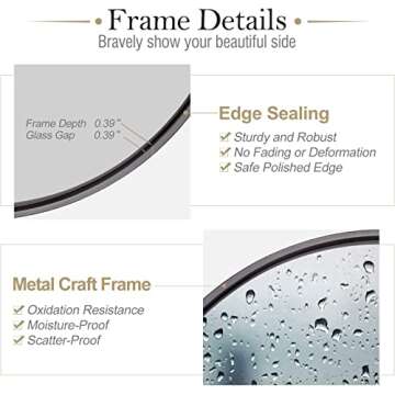 HOWOFURN Oval Wall Mirror, 24x36 Oval Black Bathroom Mirrors, Wall Mounted Mirror, Oval Vanity Mirror Metal Frame, Vertical & Horizontal Hang, Ideal for Bathroom, Bedroom, Living Room, Entryway