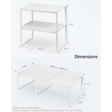 Nxconsu 2Pack Cabinet Shelf Expandable Stackable Organizer Riser for Kitchen Cabinet Pantry Cupboard Under Sink Countertop Organization Accessories Storage Space Saver Multi-Function Metal White