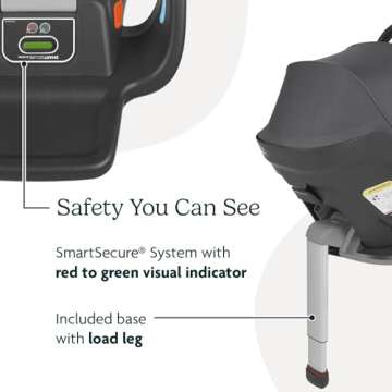 UPPAbaby Mesa Max Infant Car Seat/Base with Load Leg and Robust Infant Insert Included/Innovative Safety Features + Simple Installation/Direct Stroller Attachment/Greyson (Charcoal Mélange)